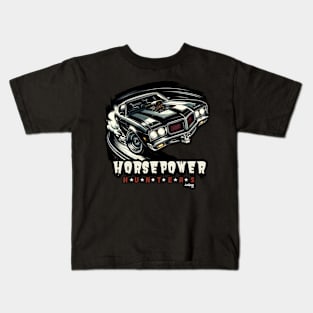 The 'C' Horsepower Hunter - Vintage Classic American Muscle Car - Hot Rod and Rat Rod Rockabilly Retro Collection Kids T-Shirt